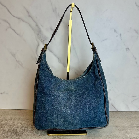 Vintage Fendi Denim Hobo Shoulder Bag - Picture 1 of 16